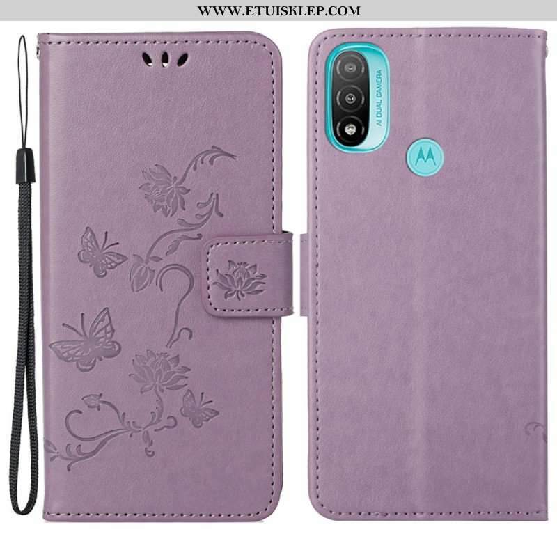 Etui Folio do Moto G71 5G Azjatyckie Motyle I Kwiaty